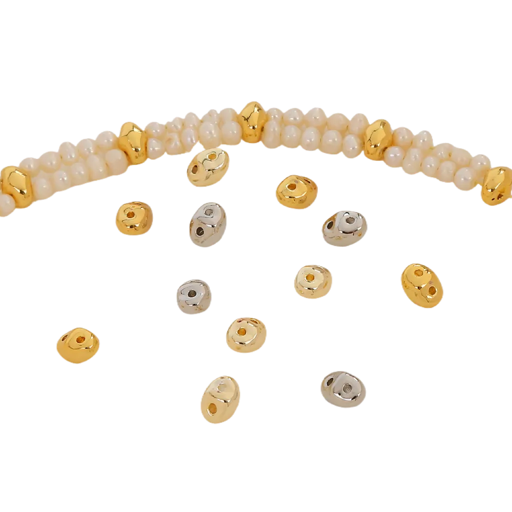 10PCS 14k Gold Filled Pig Nose Spacer Beads with 2 holes, Irregular Shape Spacer Beads for Jewelry Making 10419250