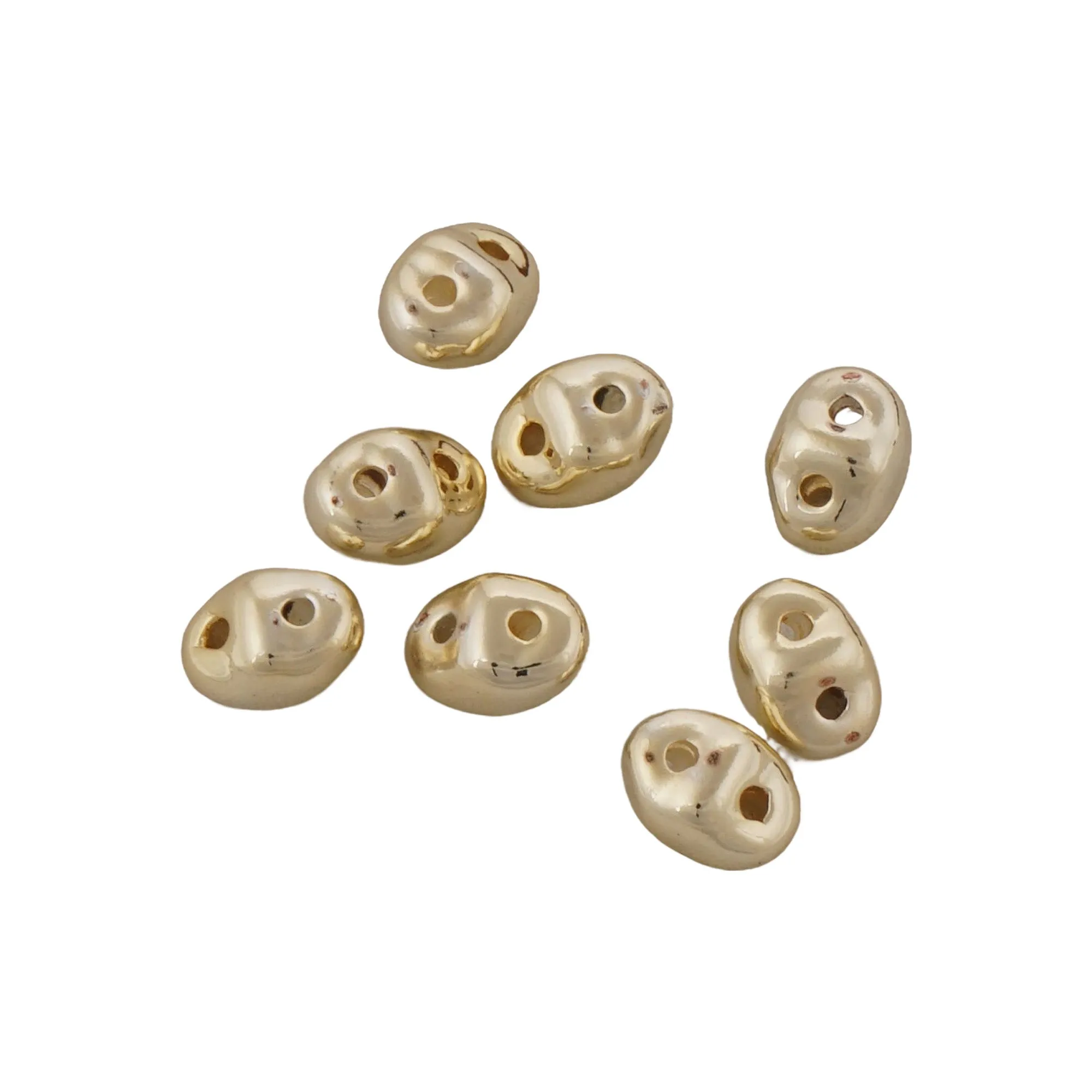 10PCS 14k Gold Filled Pig Nose Spacer Beads with 2 holes, Irregular Shape Spacer Beads for Jewelry Making 10419250