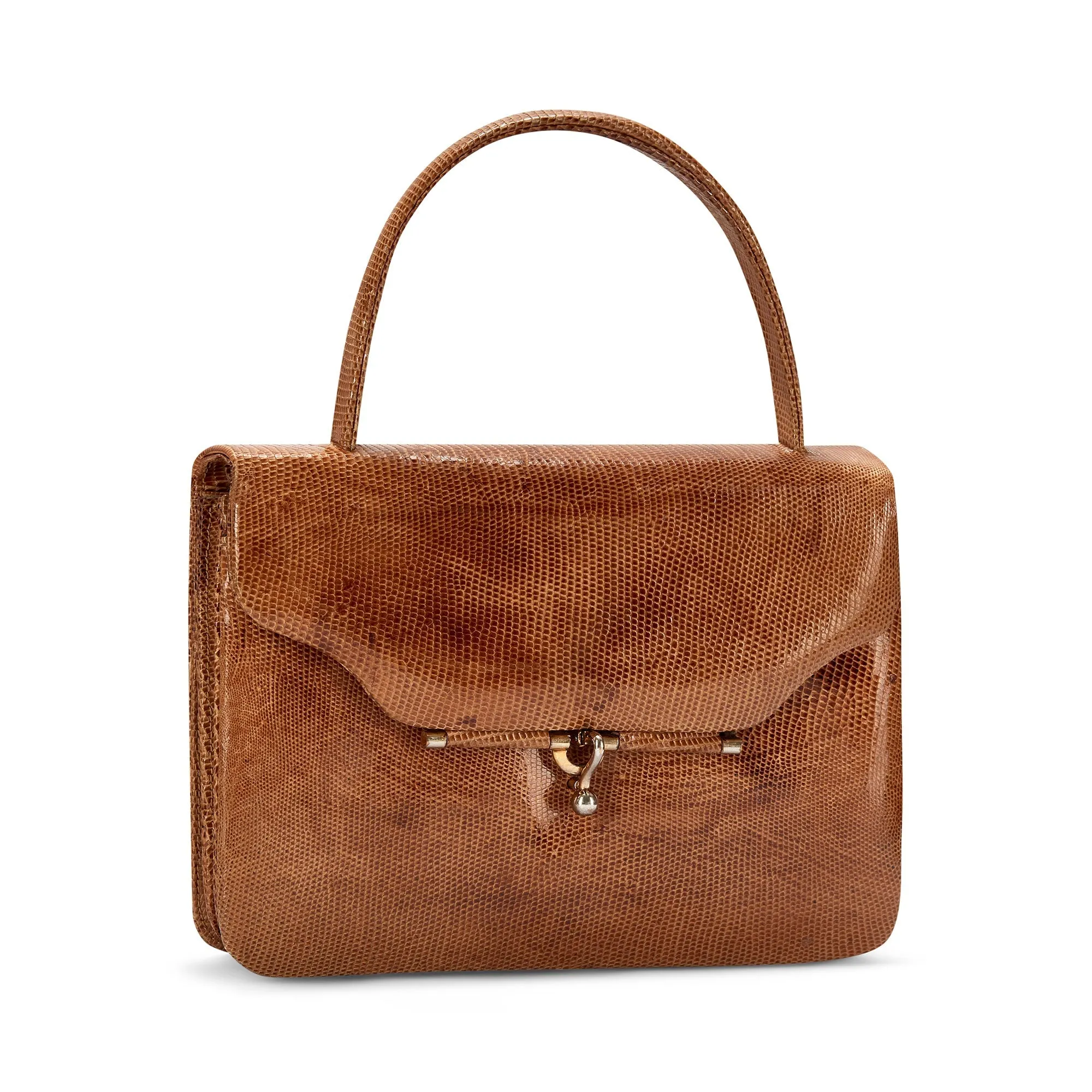 1960s Tan Lizard Clasp Bag