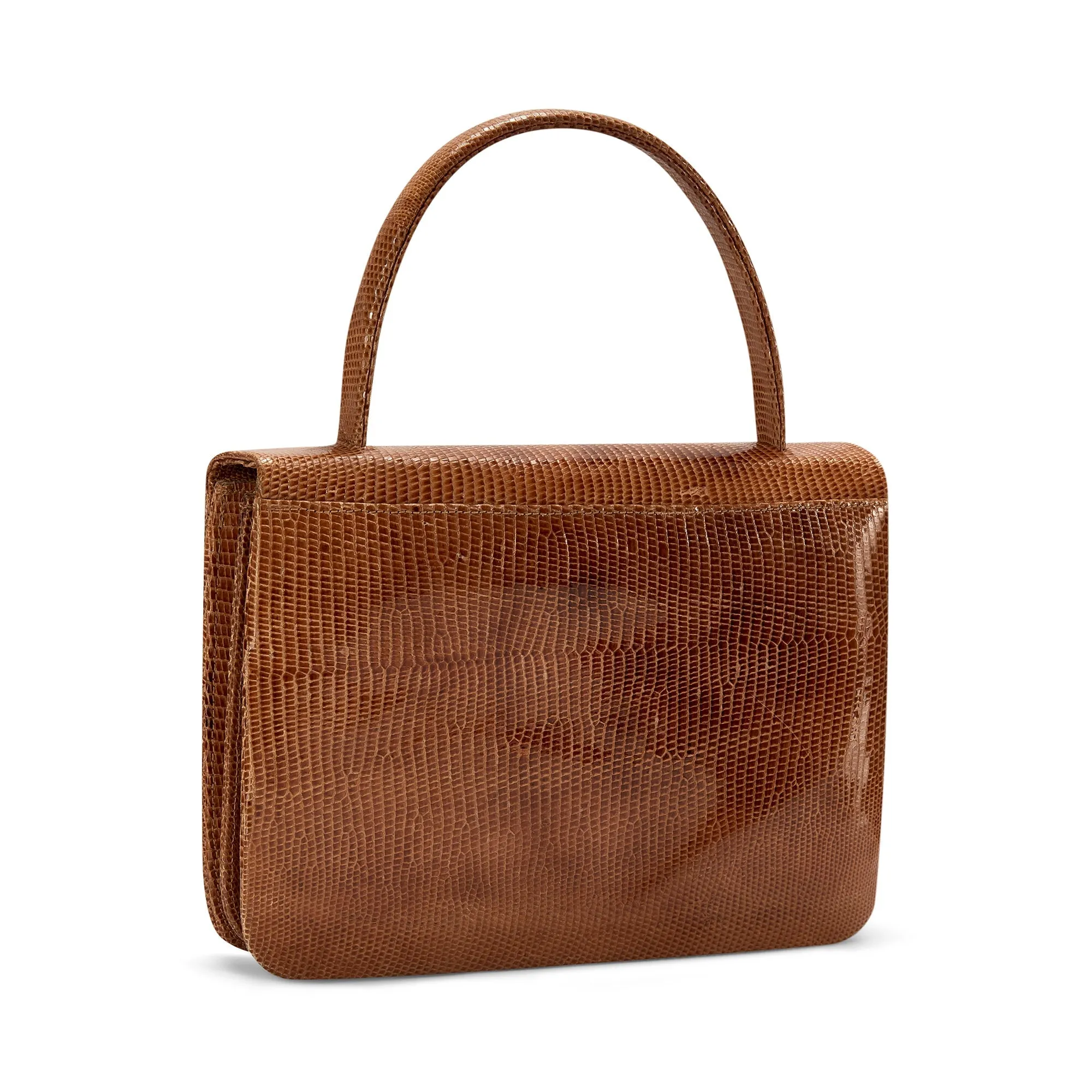 1960s Tan Lizard Clasp Bag