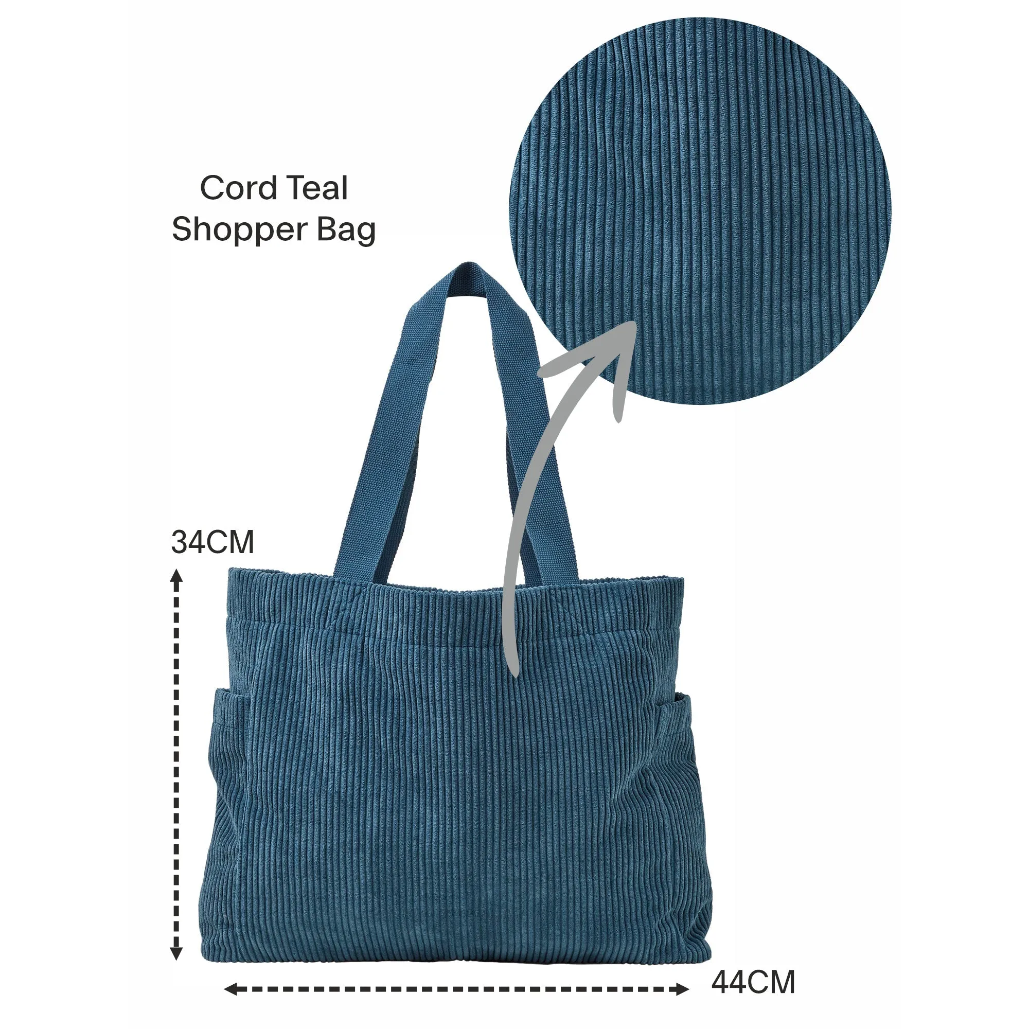 Accessorize London Women's Blue Cord Shopper Bag