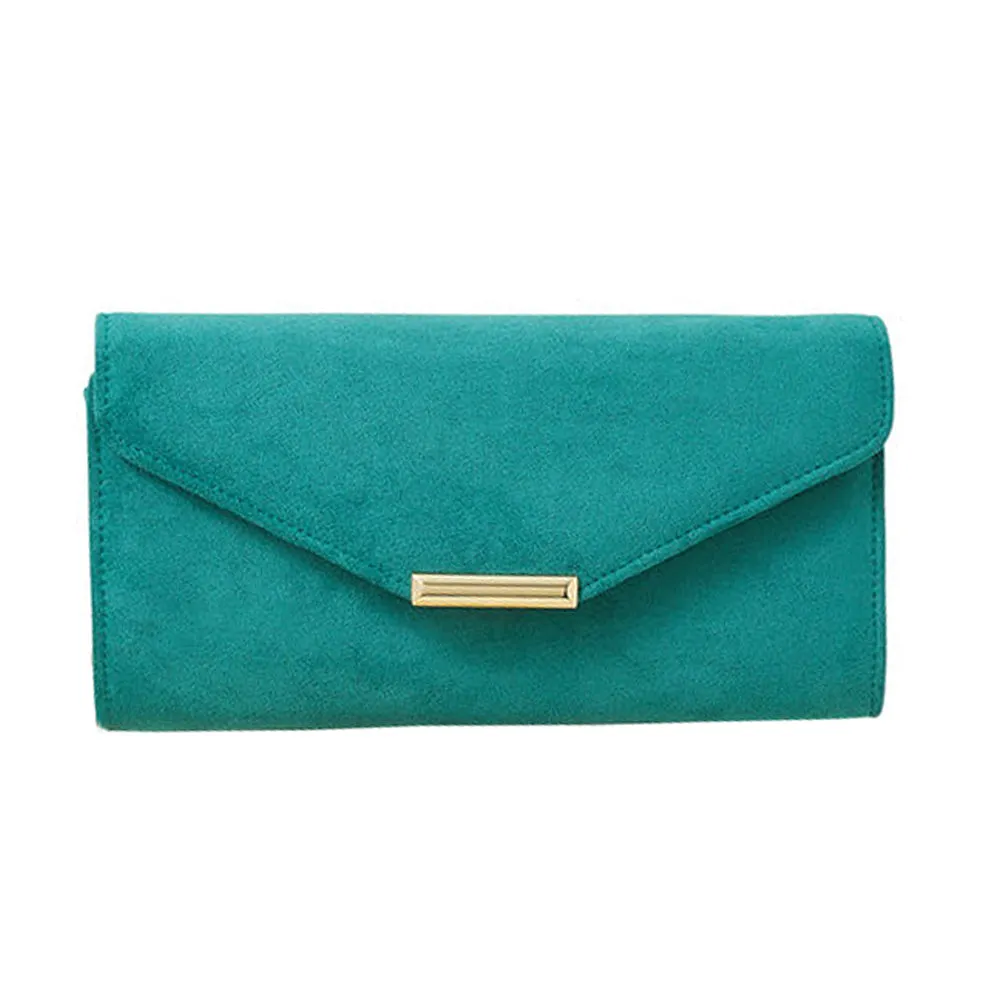 Accessorize London Women's Green Suedette envelope clutch bag