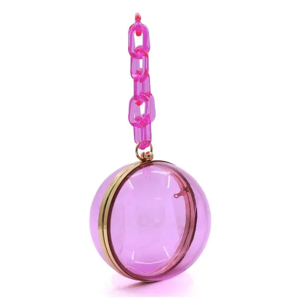 Acrylic Chain Handle See Thru Ball Crossbody Bag