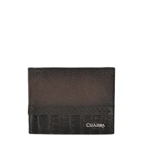 BC012NL - Cuadra black exotic bifold wallet in niloticus leather for men