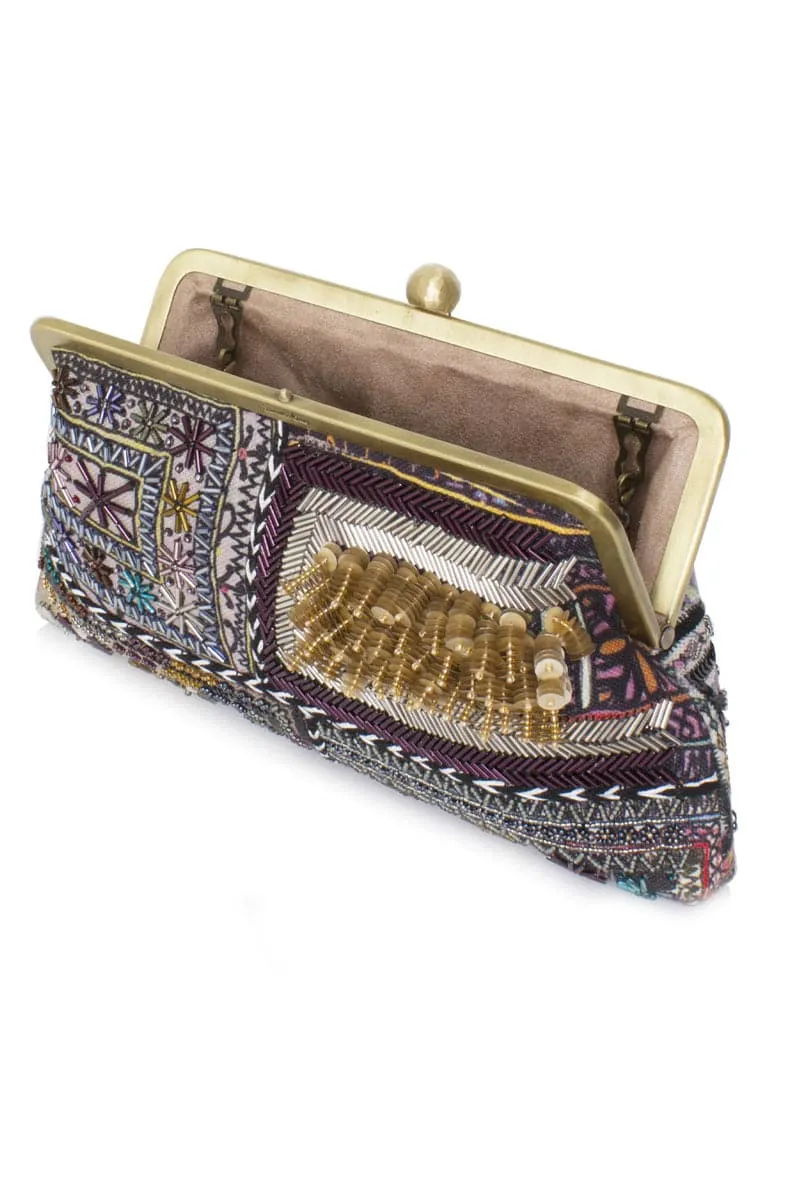 BEDOUIN CLASSIC HAND PRINTED EMBROIDERED CLUTCH