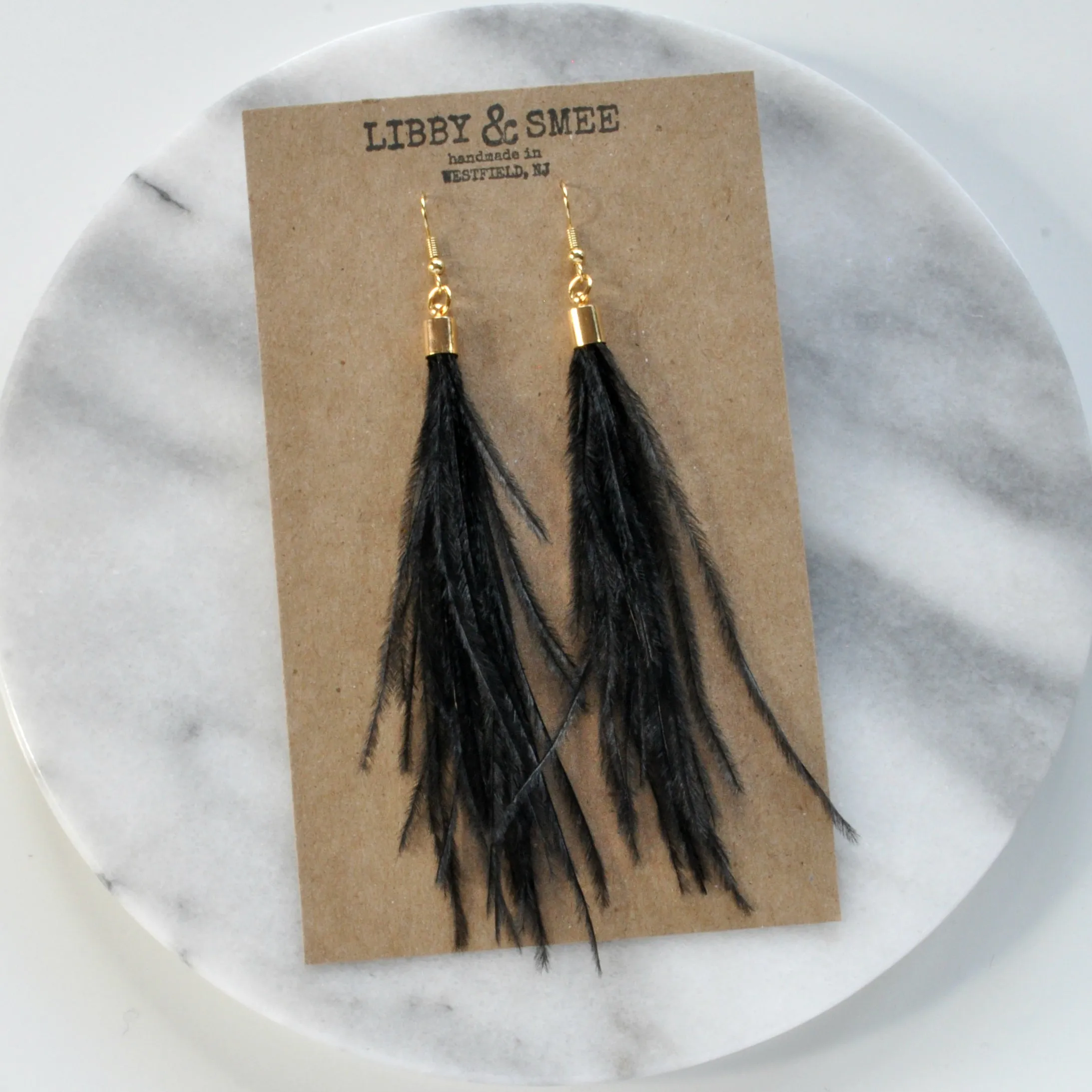 Black Ostrich Feather Earrings