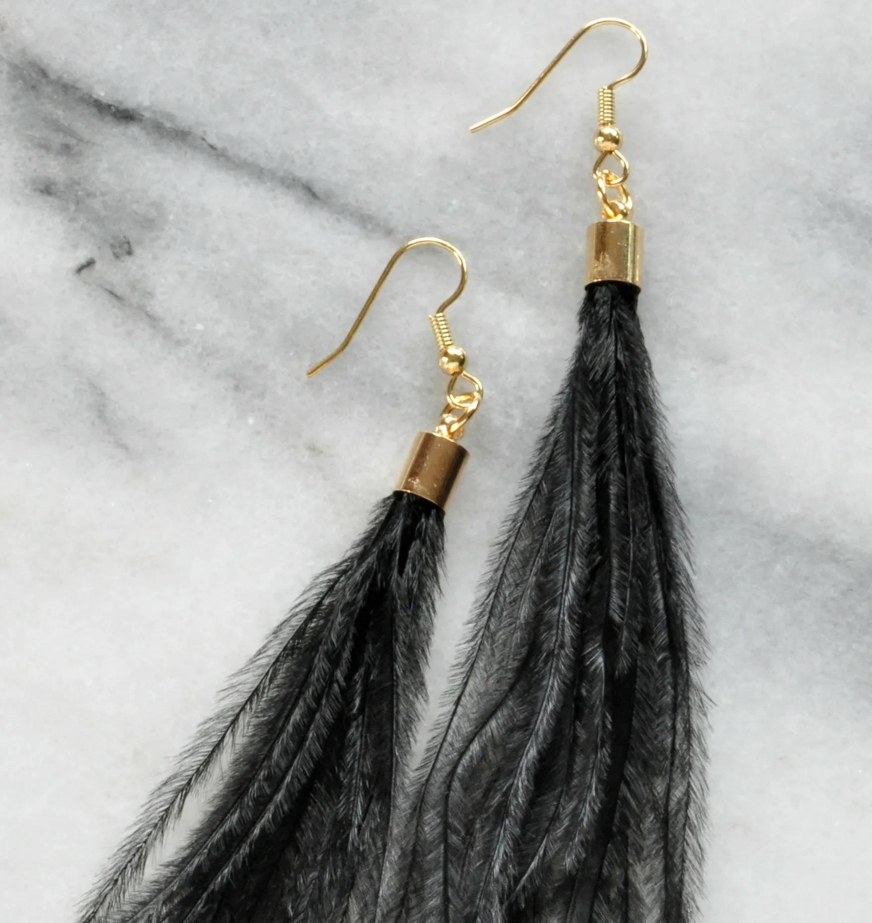 Black Ostrich Feather Earrings