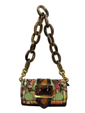 Burberry Patchwork Snakeskin Buckle Flap Bag