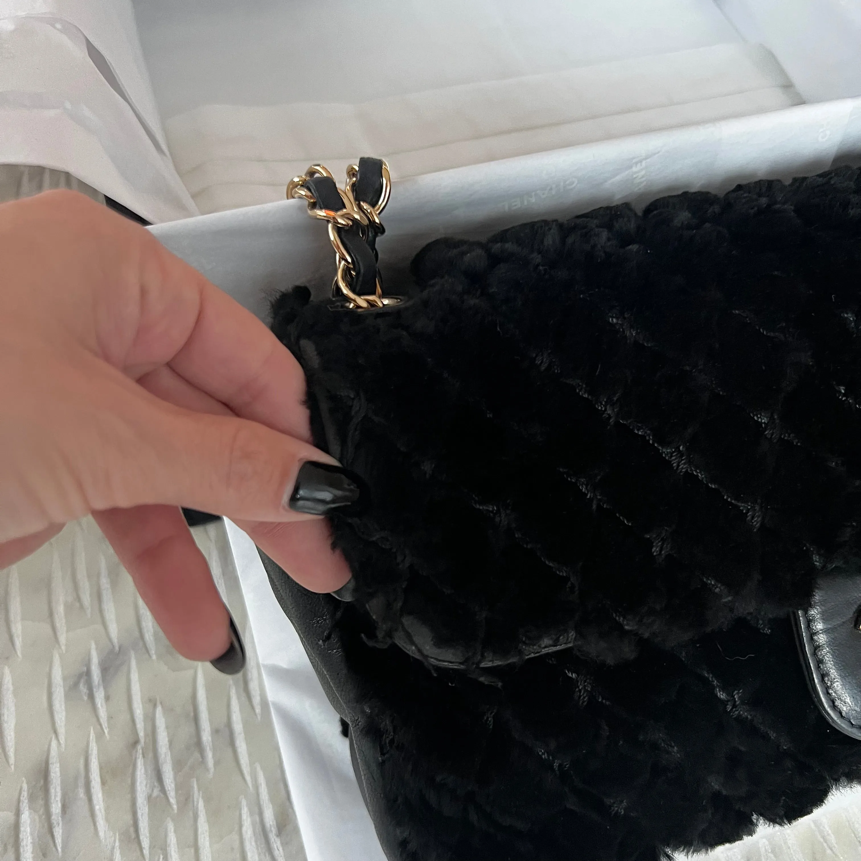 Chanel CC Rabbit Fur Flap Bag