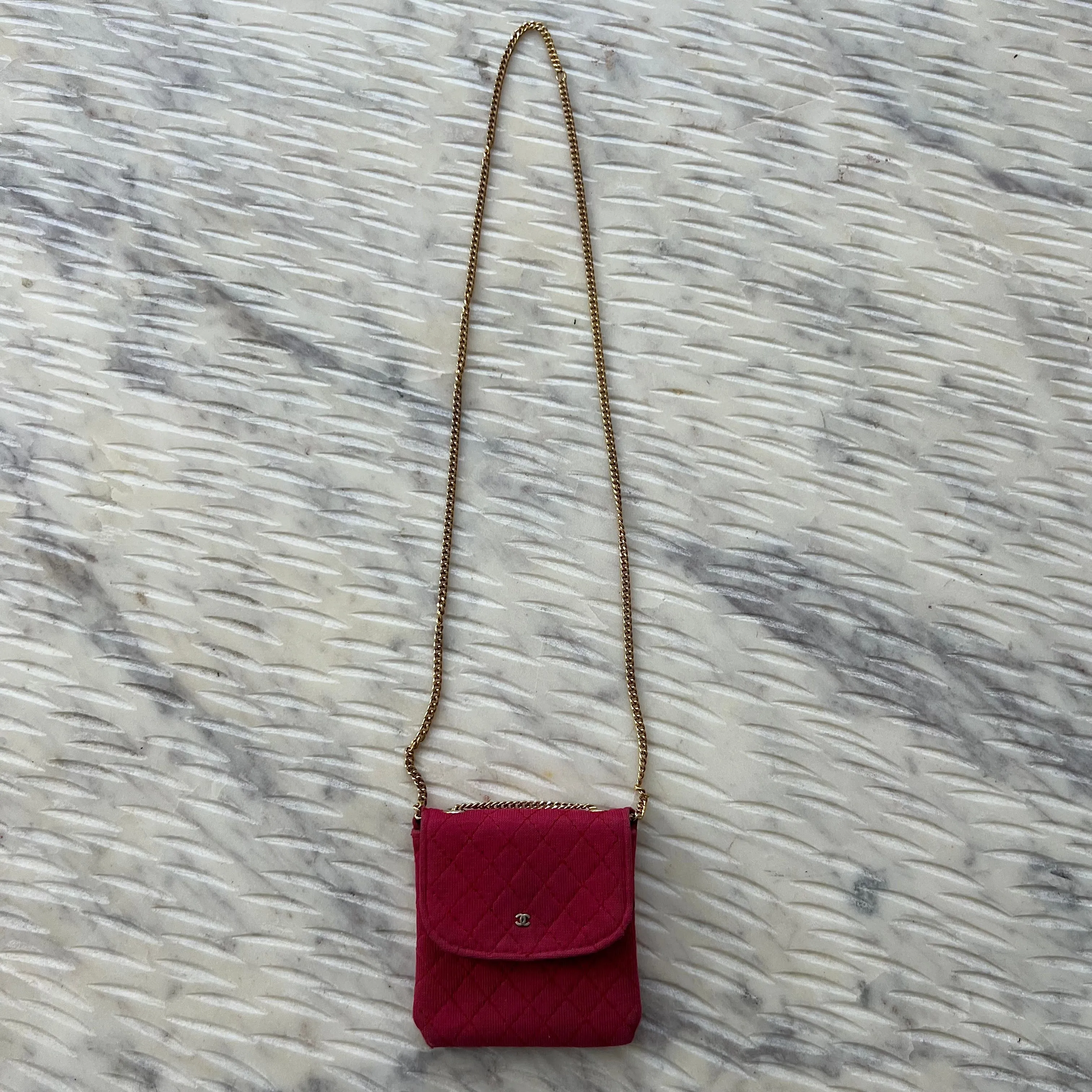 Chanel Vintage Mini Red Jersey Necklace Bag