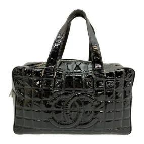 #CHANEL/Hand Bag/BLK/Enamel/Plain