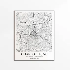 Charlotte, NC City Map Print