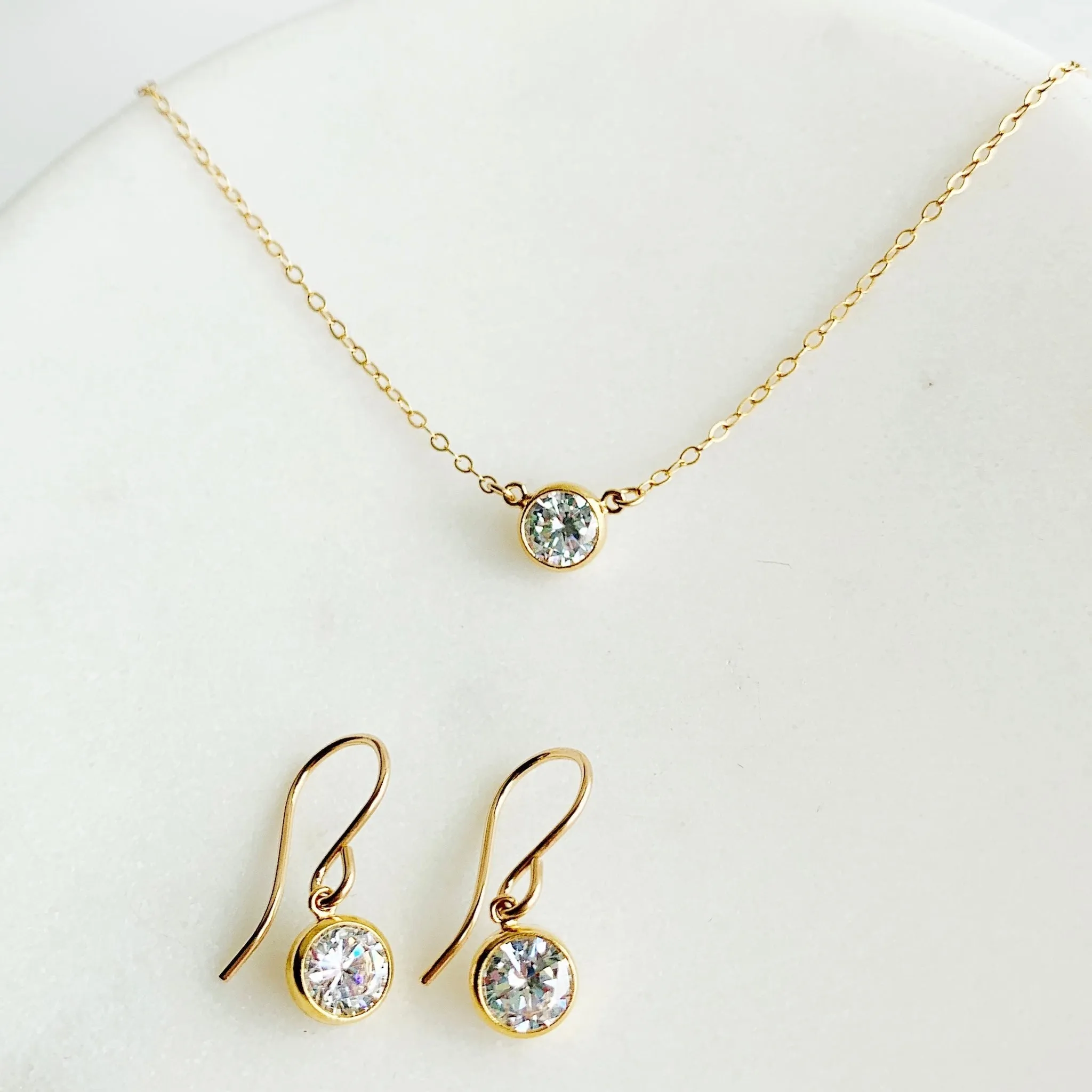 Collette Solitaire Necklace   Earrings Set