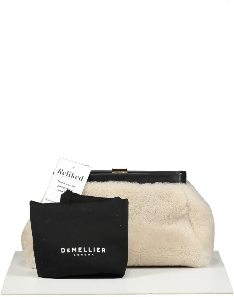 De Mellier Cream N102 Cannes Clutch Shearling