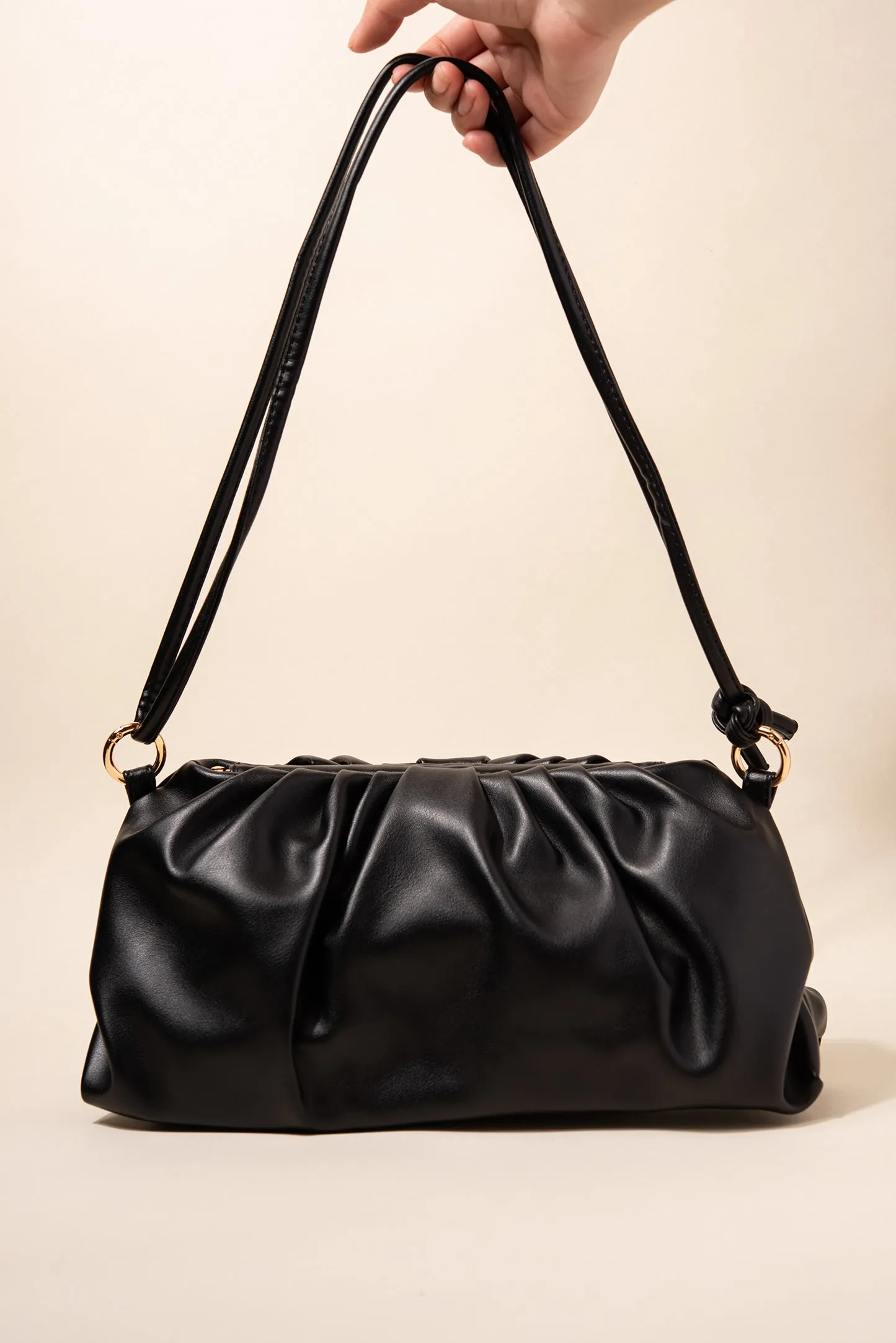 Diana Faux Leather Scrunch Pouch Bag