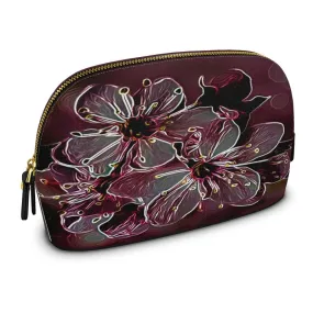 Floral Embosses: Pictorial Cherry Blossoms 01-04 Designer Premium Nappa Cosmetic Pouch