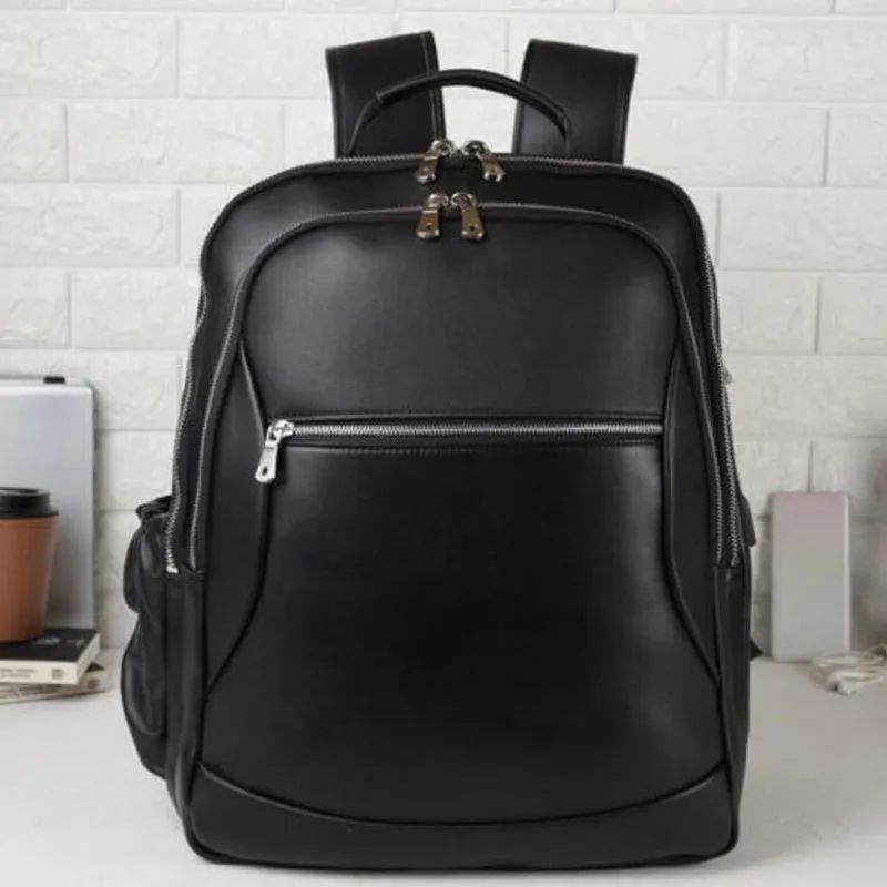 Full Grain Leather Travel Backpack Men Laptop Backpack Large Capacity School Backpack