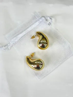 Gold Large Tear Drop Earrings