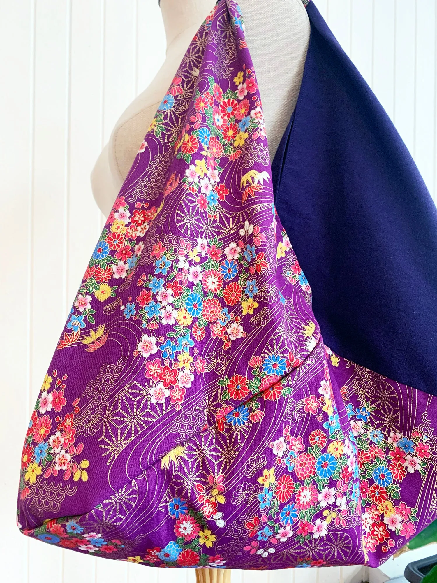 *Handmade* Origami bag | Market bag | Asanoha x Chrysanthemum (Purple)