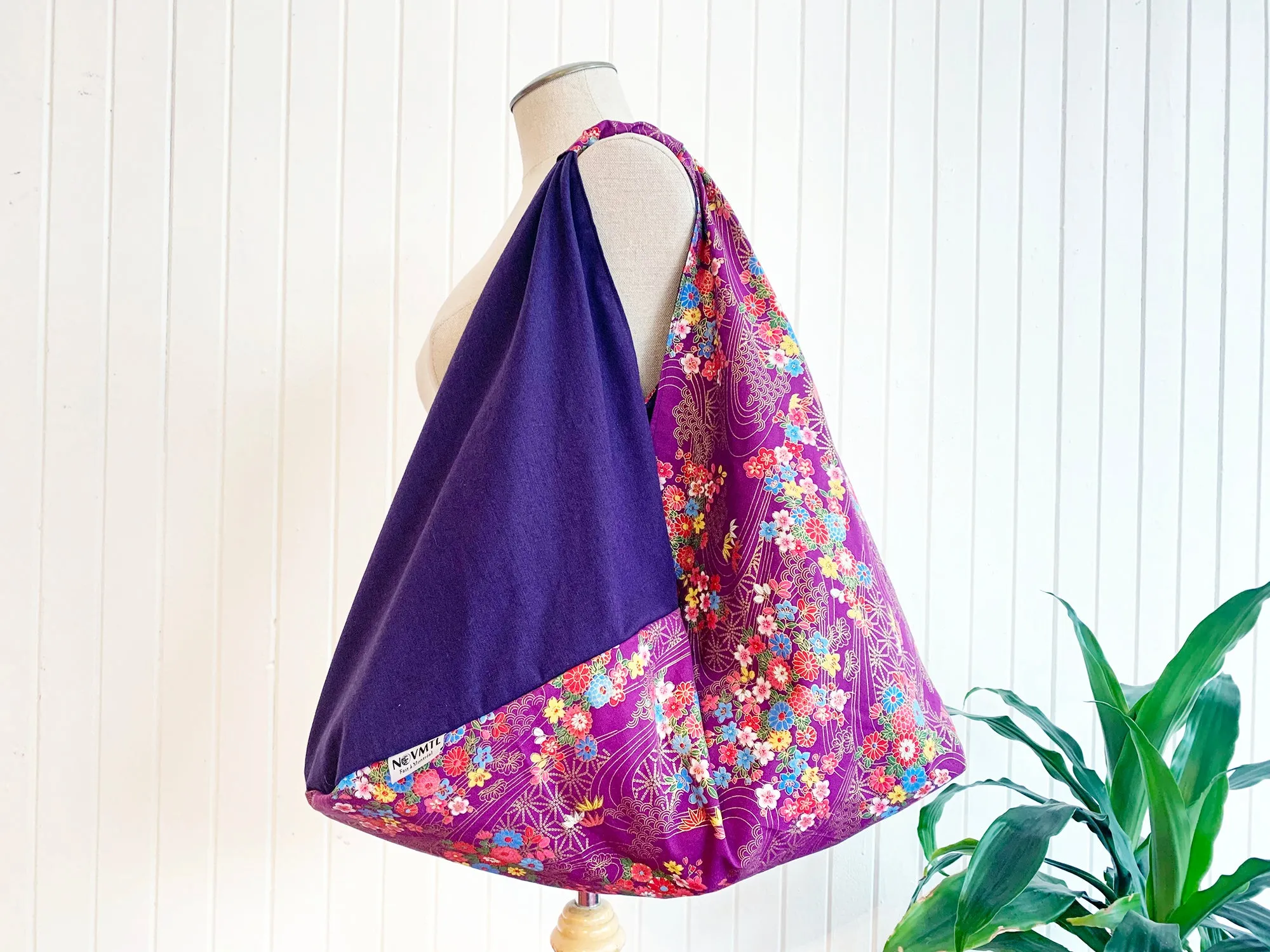 *Handmade* Origami bag | Market bag | Asanoha x Chrysanthemum (Purple)