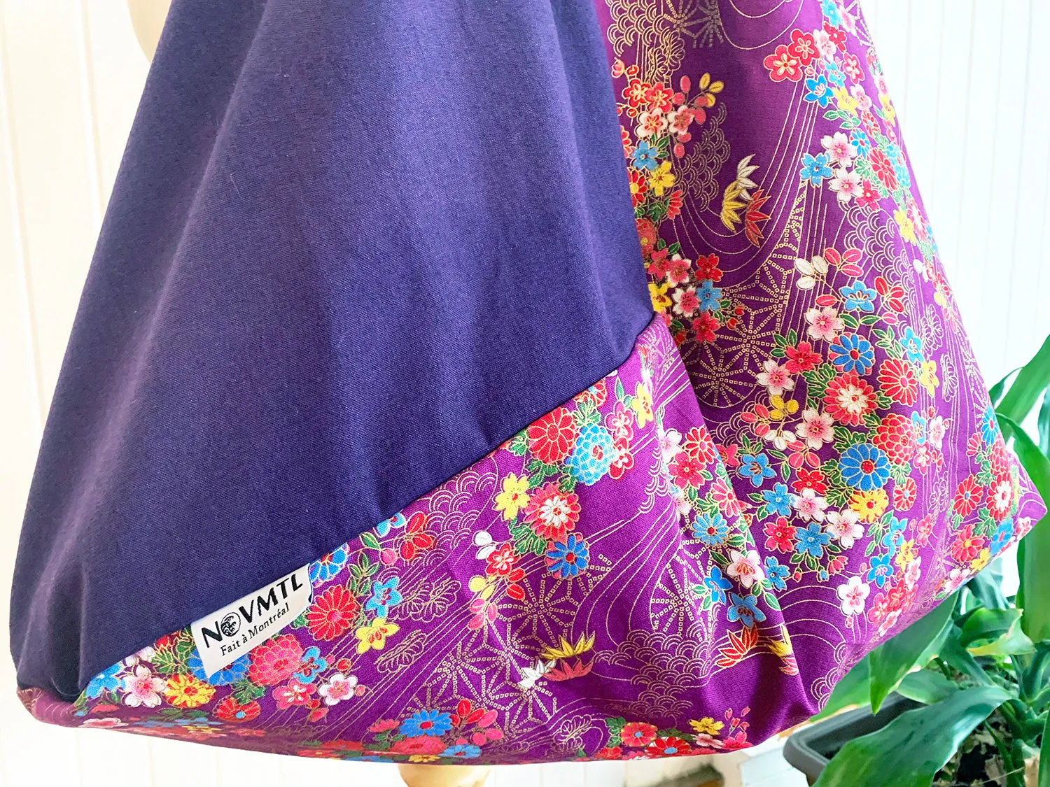 *Handmade* Origami bag | Market bag | Asanoha x Chrysanthemum (Purple)