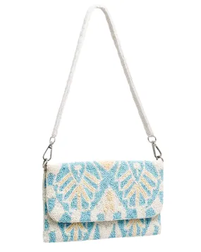 HARMONY - BLUE AND IVORY BEADED SHOULDER BAG