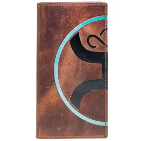 HOOEY HOOEY 2.0 BROWN W/BLACK & TURQUOISE RODEO WALLET