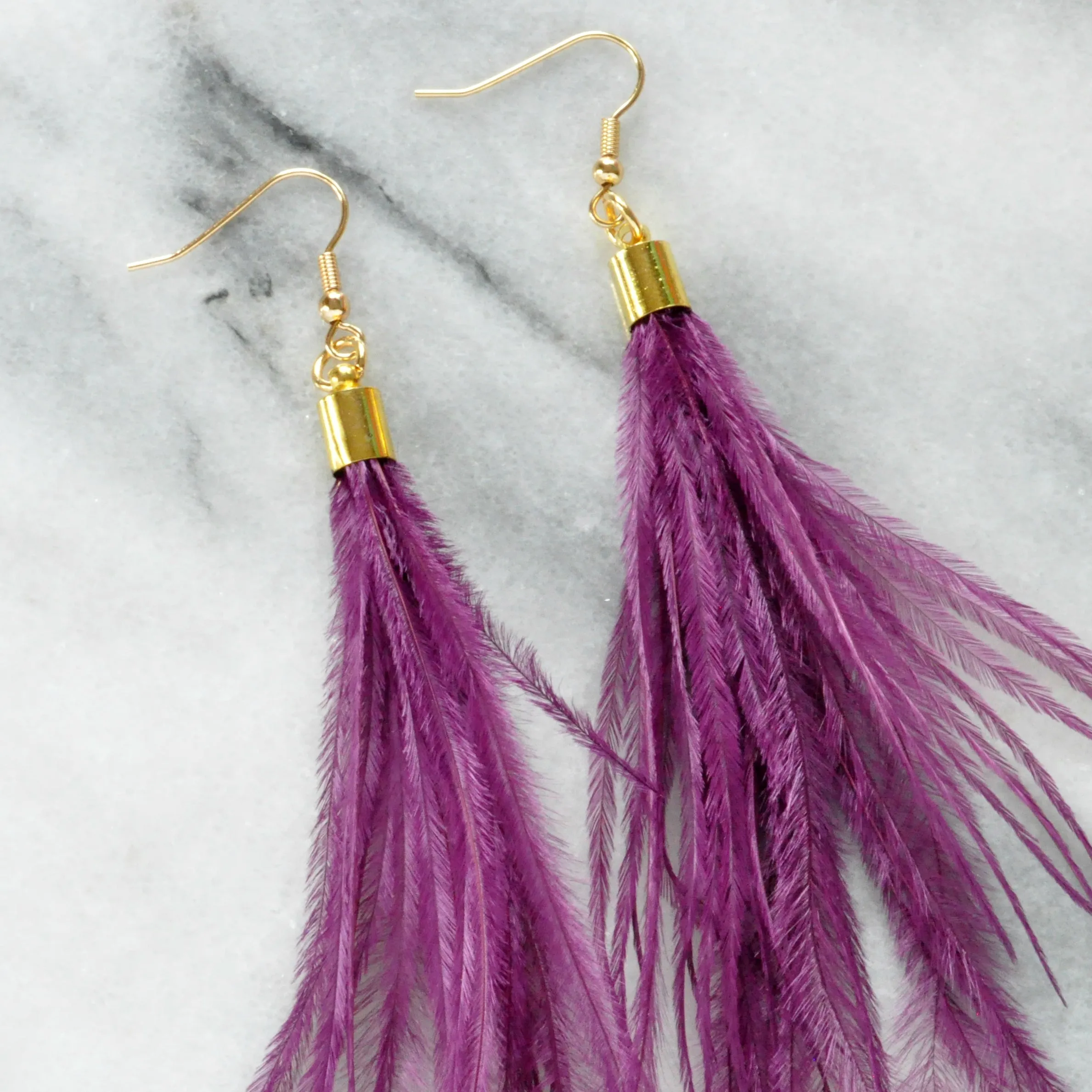 Long Ostrich Feather Earrings