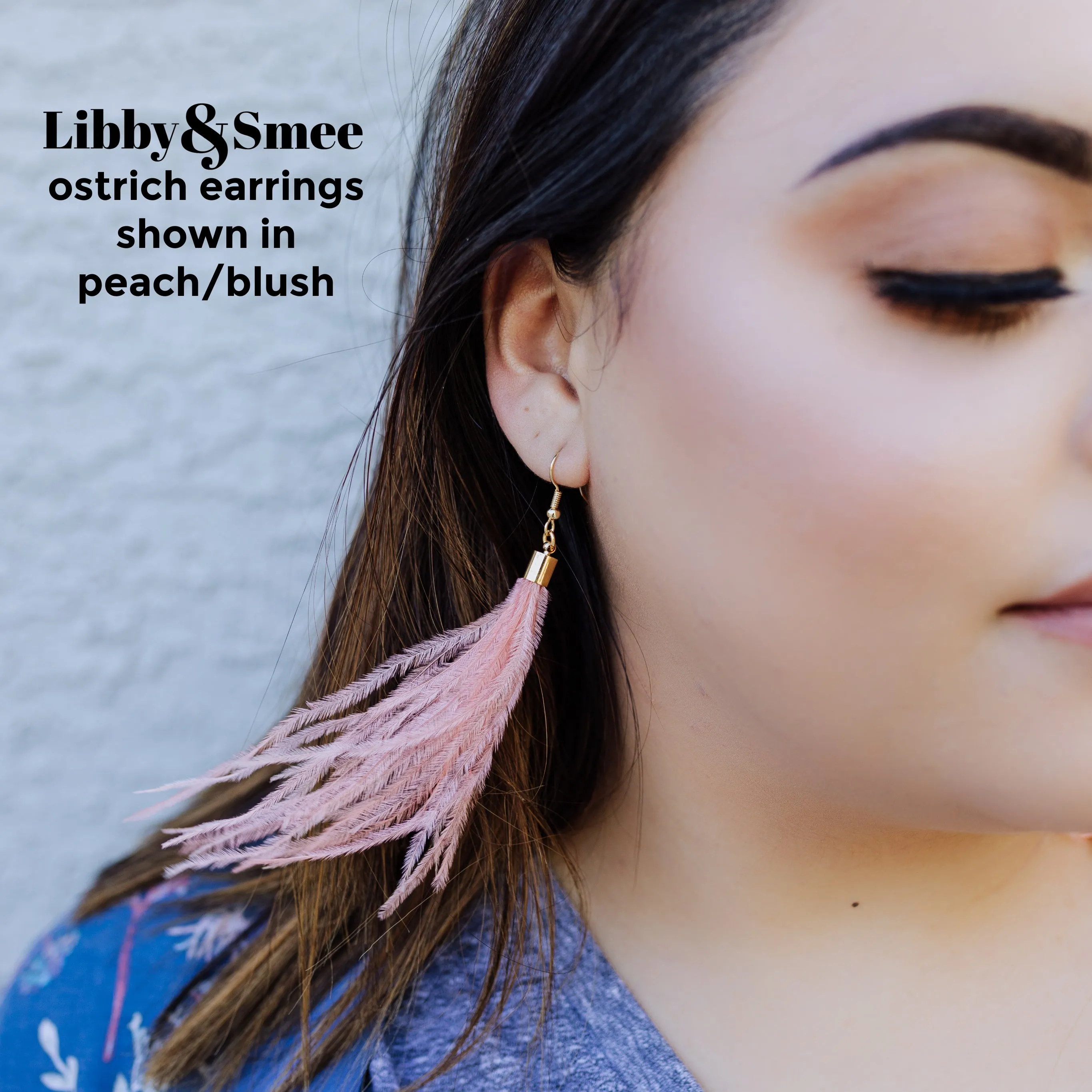 Long Ostrich Feather Earrings