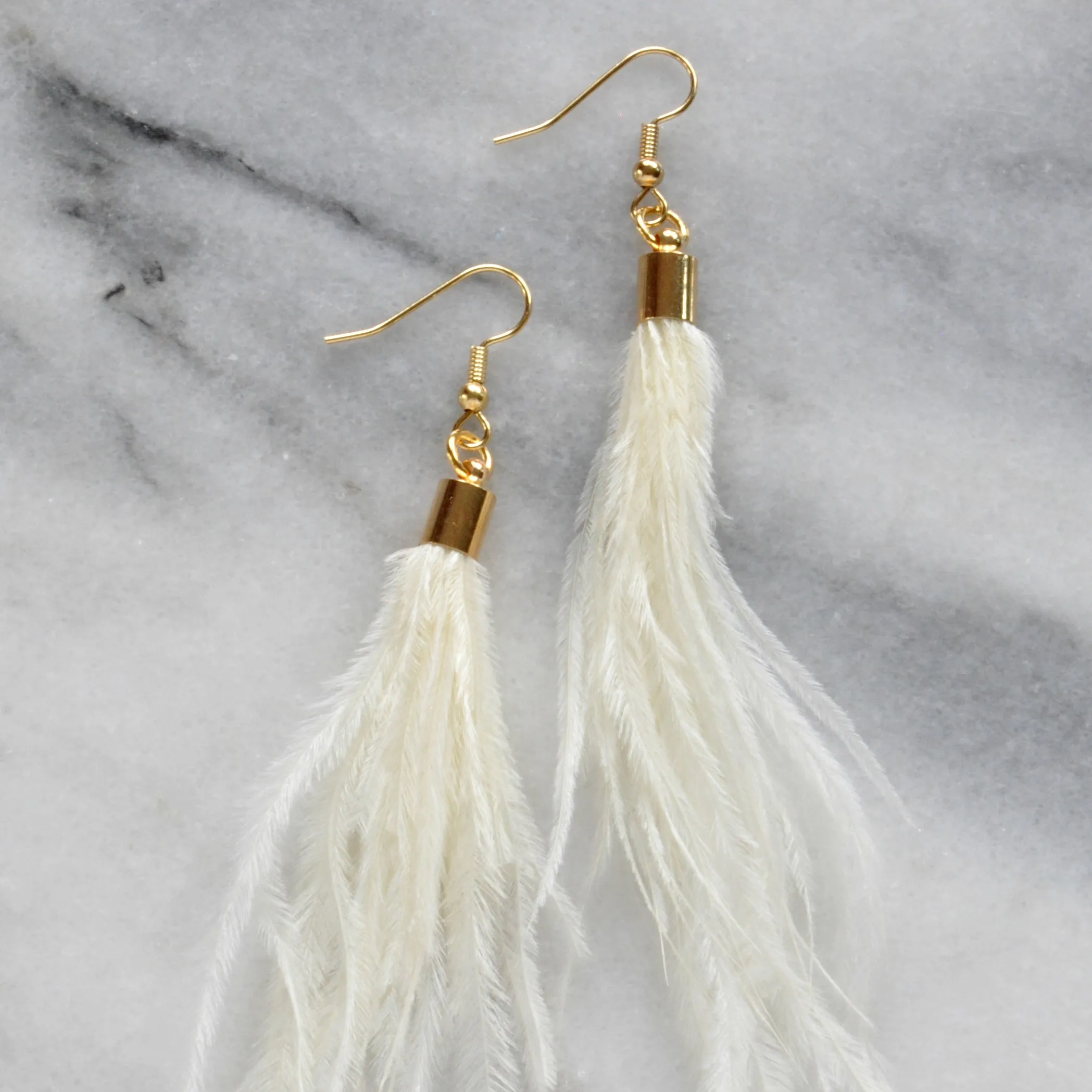 Long Ostrich Feather Earrings