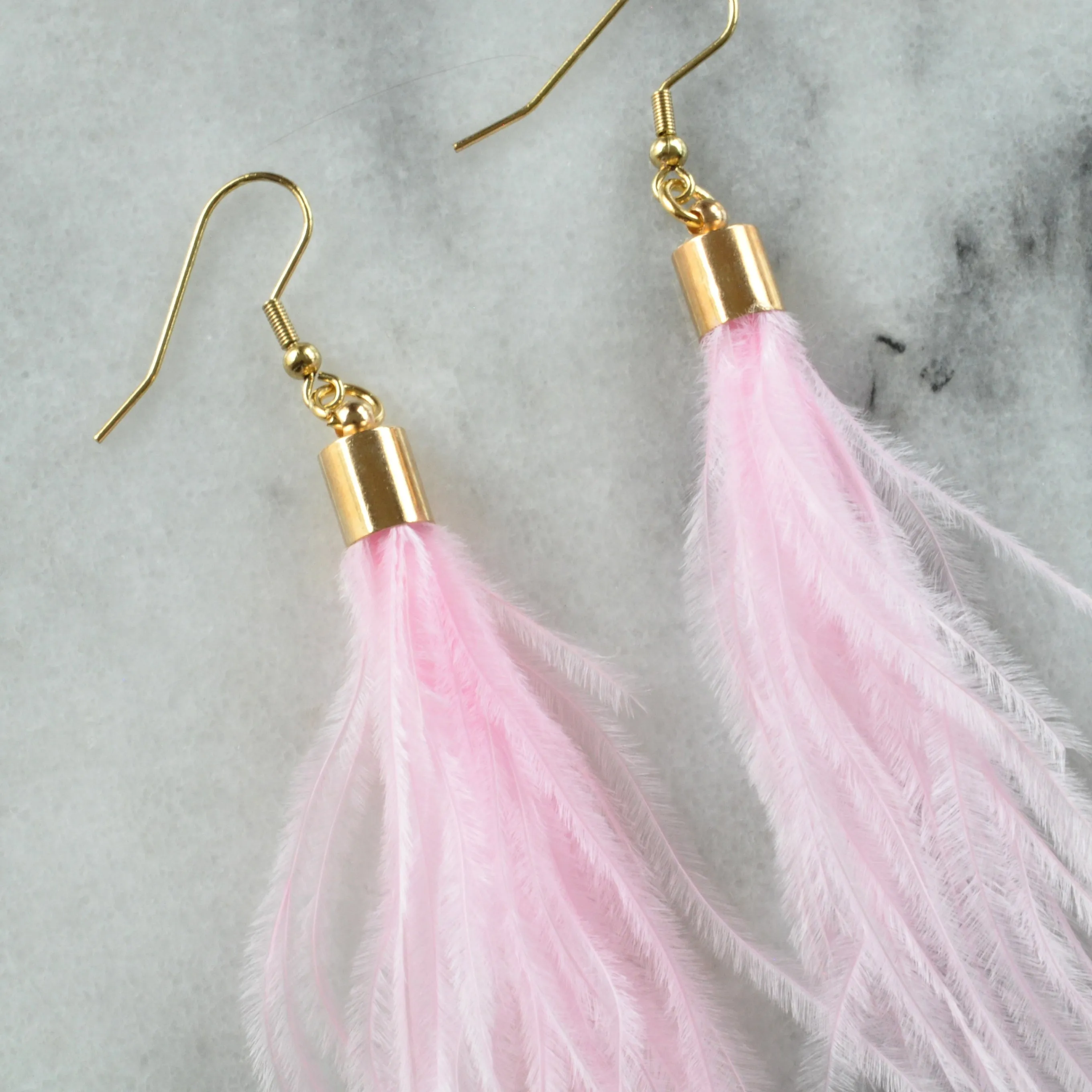 Long Ostrich Feather Earrings