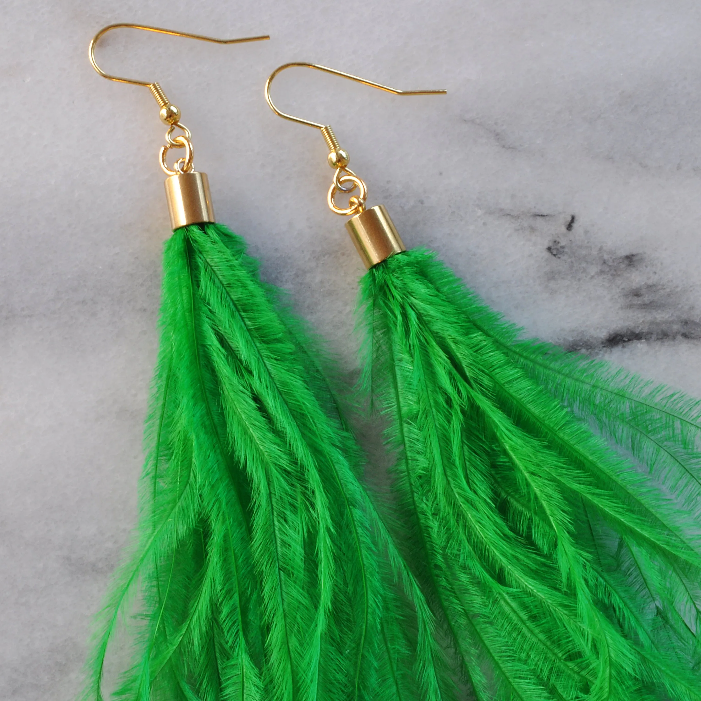 Long Ostrich Feather Earrings