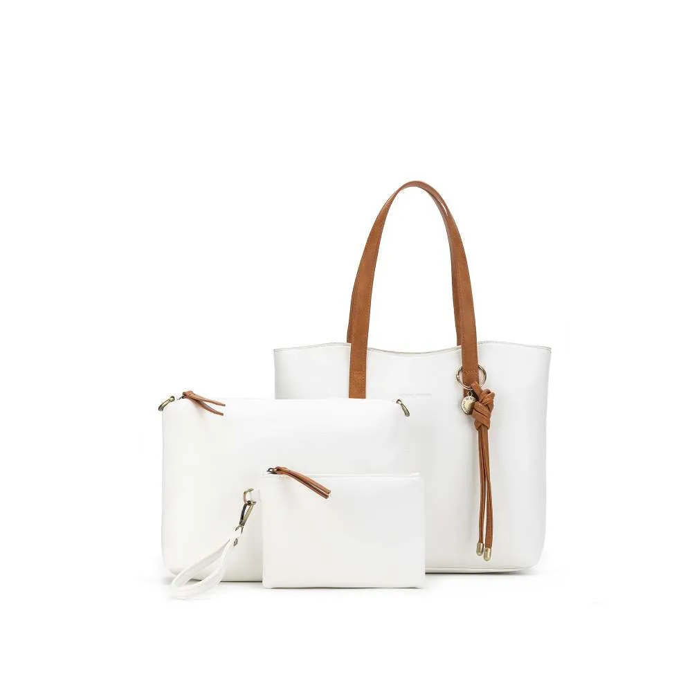 Lucia 3 Piece Handbag Set White