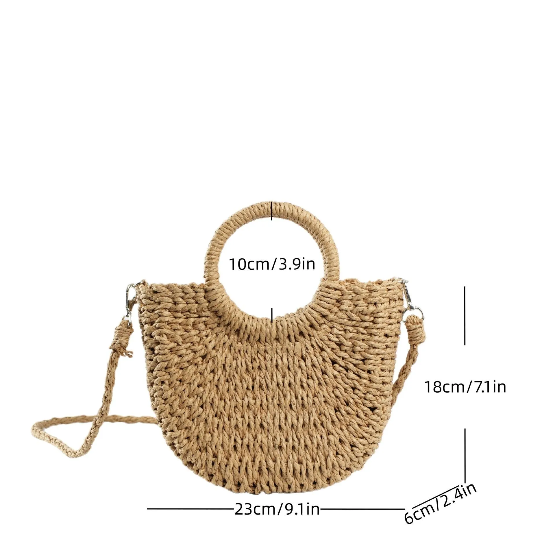 MAC129 Straw Double Hoop Crossbody Bag