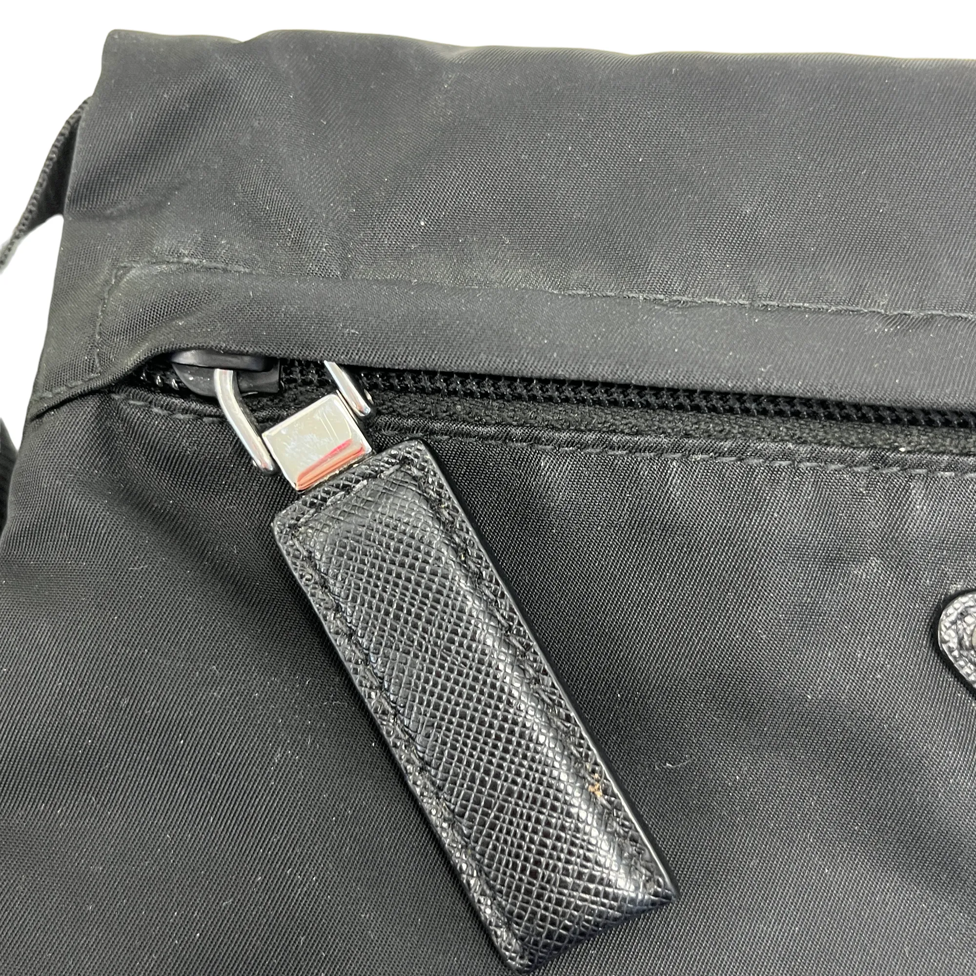 Men's Re-Nylon Logo Messenger Bag Black