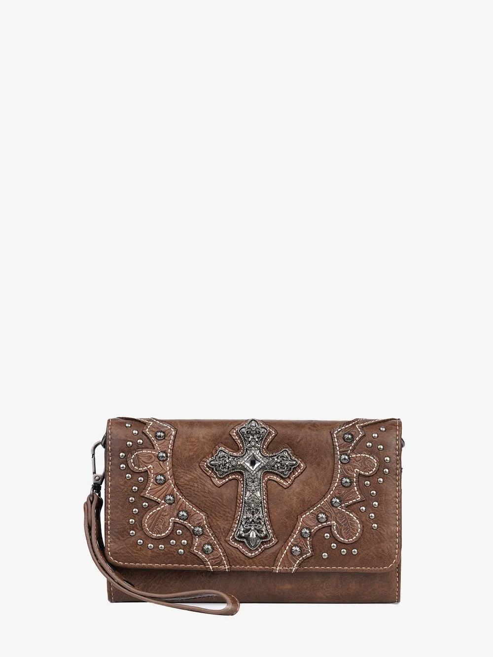 Montana West Spiritual Floral Embossed Crossbody Wallet