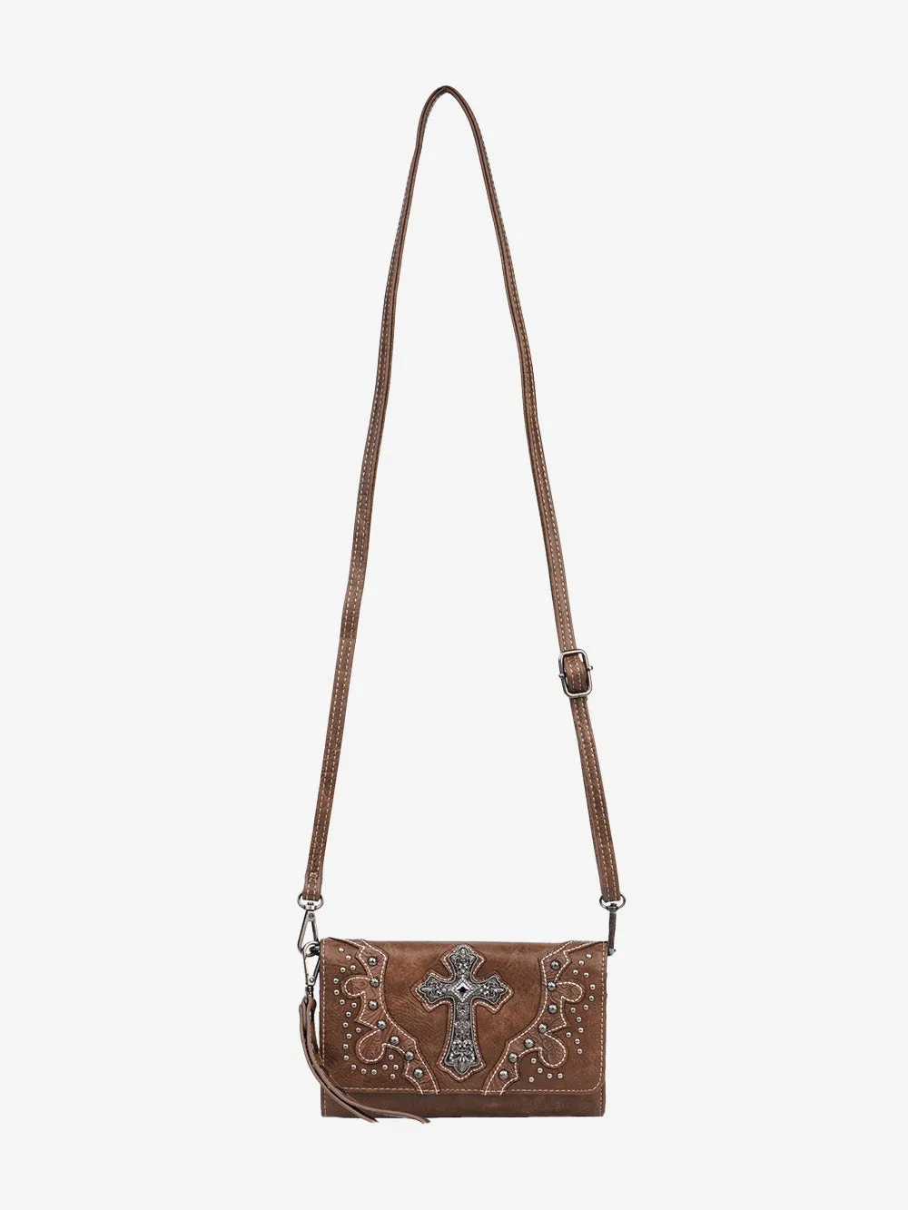 Montana West Spiritual Floral Embossed Crossbody Wallet