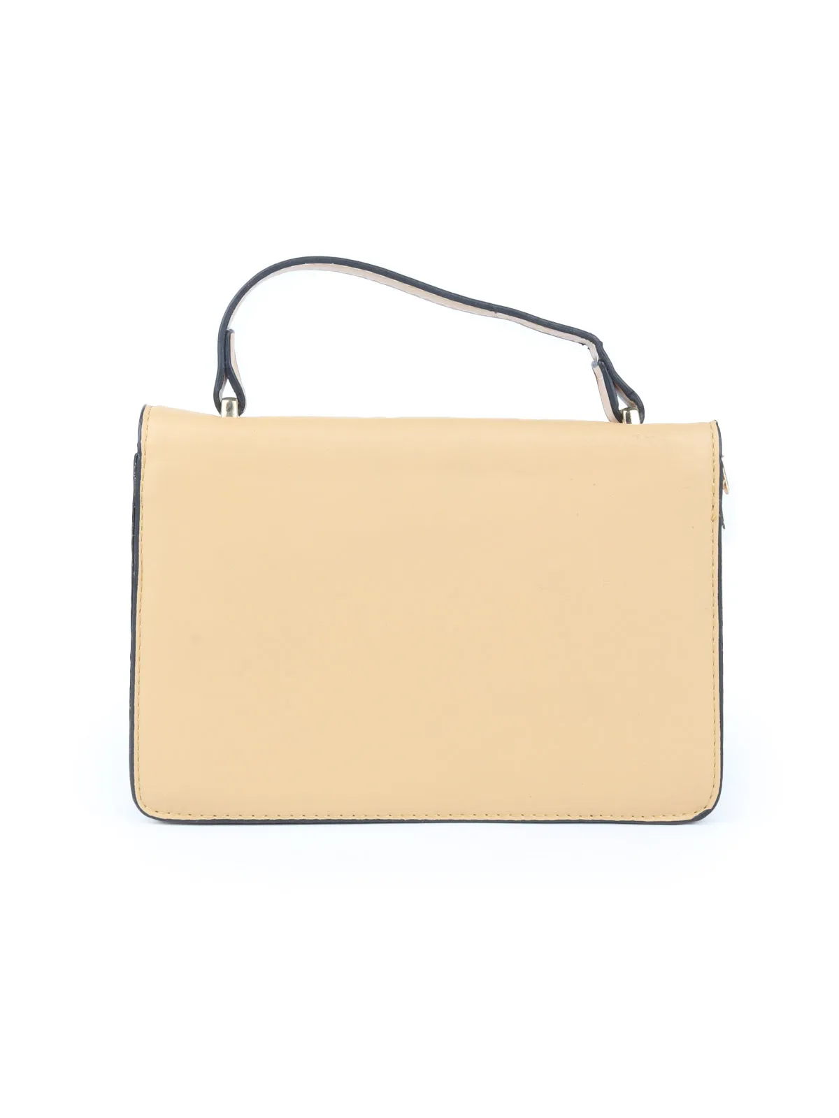 Odette Beige Patterned Hand Bag For Women