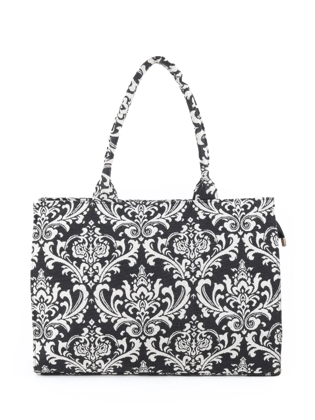 Odette Black And White Woven Tote Bag for Women