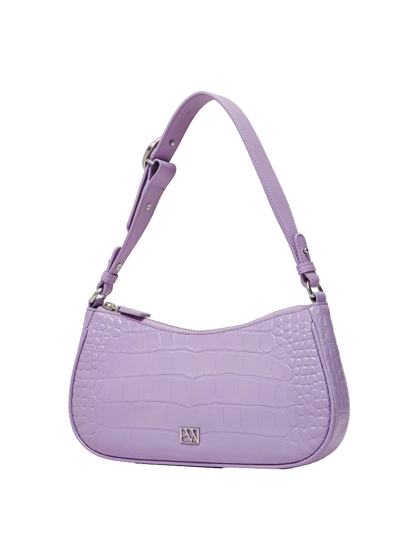 Parisa Wang New York Purple Lilac Croc Embossed Carrie Baguette Bag