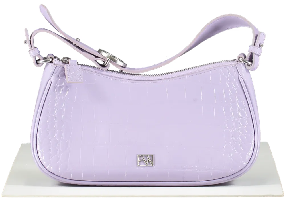 Parisa Wang New York Purple Lilac Croc Embossed Carrie Baguette Bag