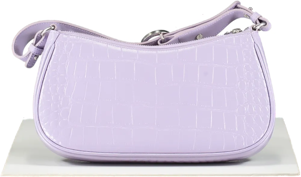 Parisa Wang New York Purple Lilac Croc Embossed Carrie Baguette Bag