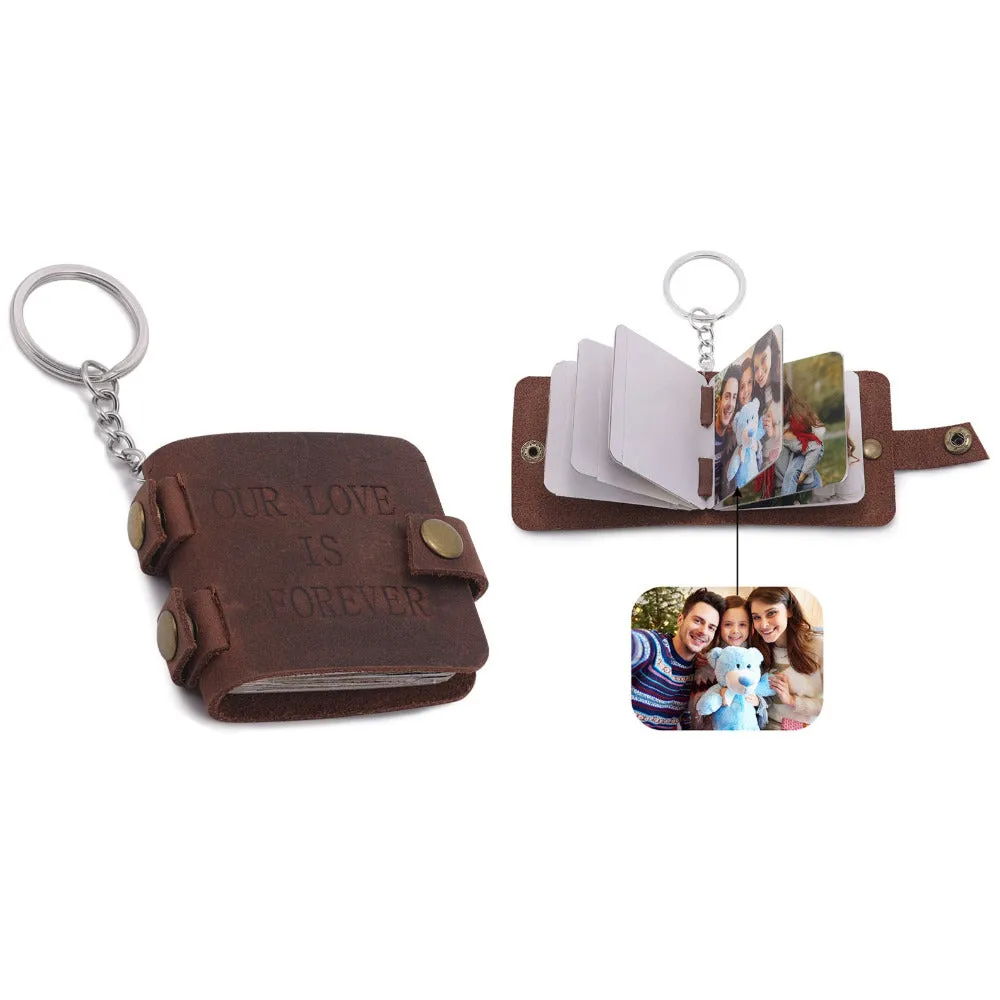 Photo Collage Leather Key Chain Wallet Love is Forever Album 5 or 10 photos