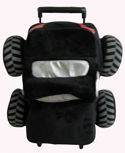 Popatu Kid's Black Monster Truck Rolling Backpack