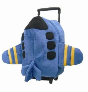 Popatu Kid's Blue Airplane Rolling Backpack