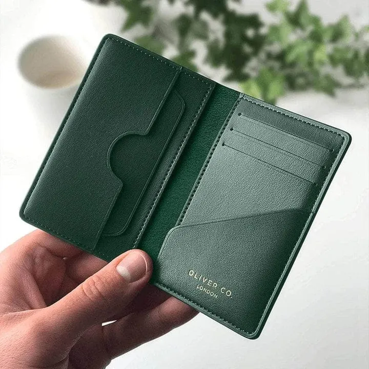 Premium RFID Apple Leather Compact Vegan Wallet | Forest Green