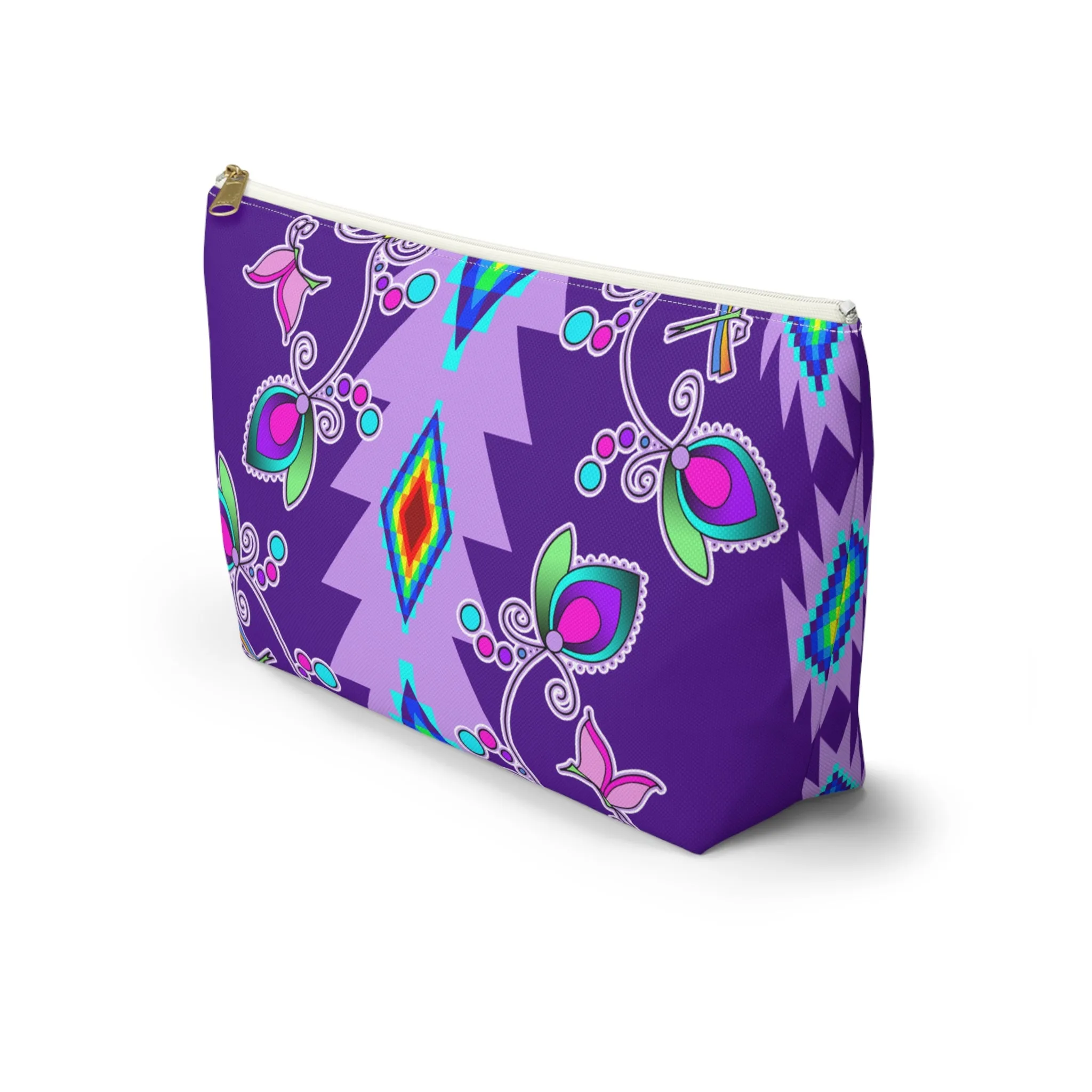 Purple Floral Accessory Bag