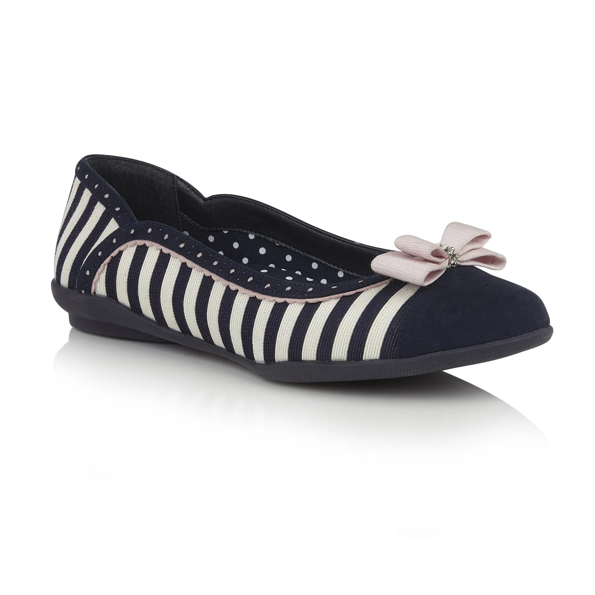 Ruby Shoo Vintage Navy Cream Stripe Lizzie Pumps