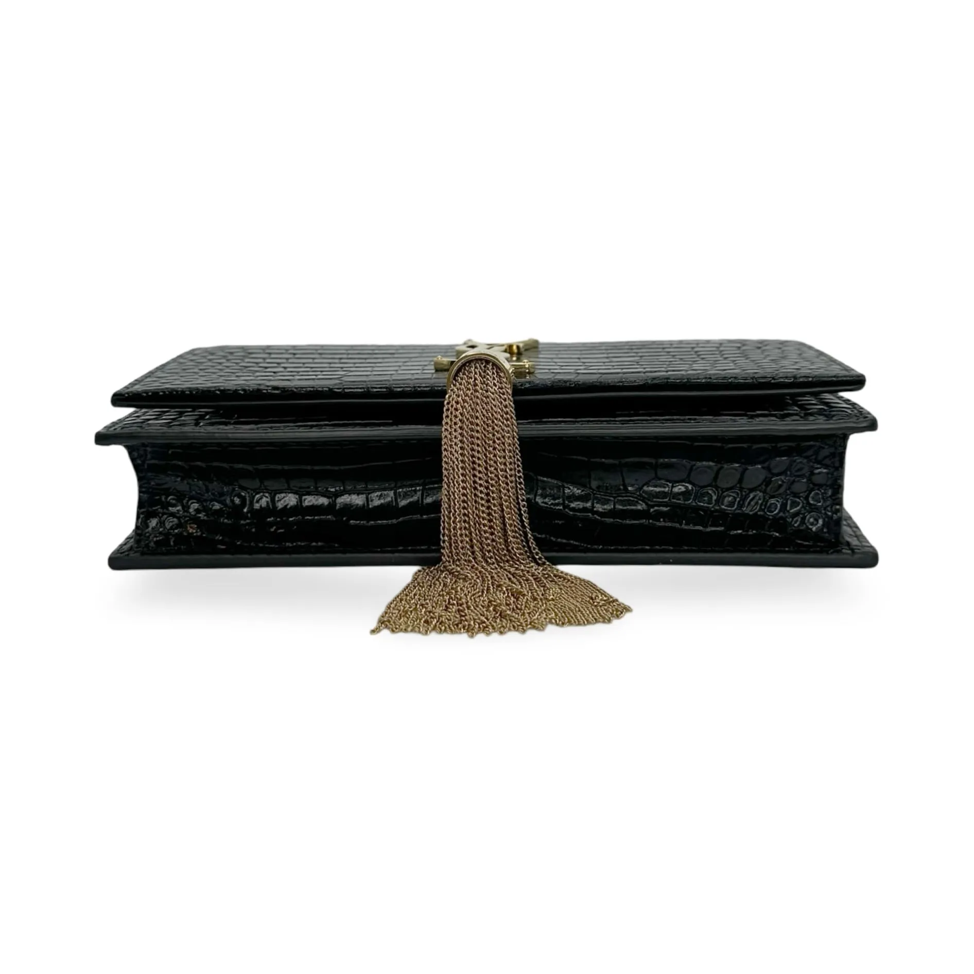 SAINT LAURENT: Croc Embossed Small Tassel Kate