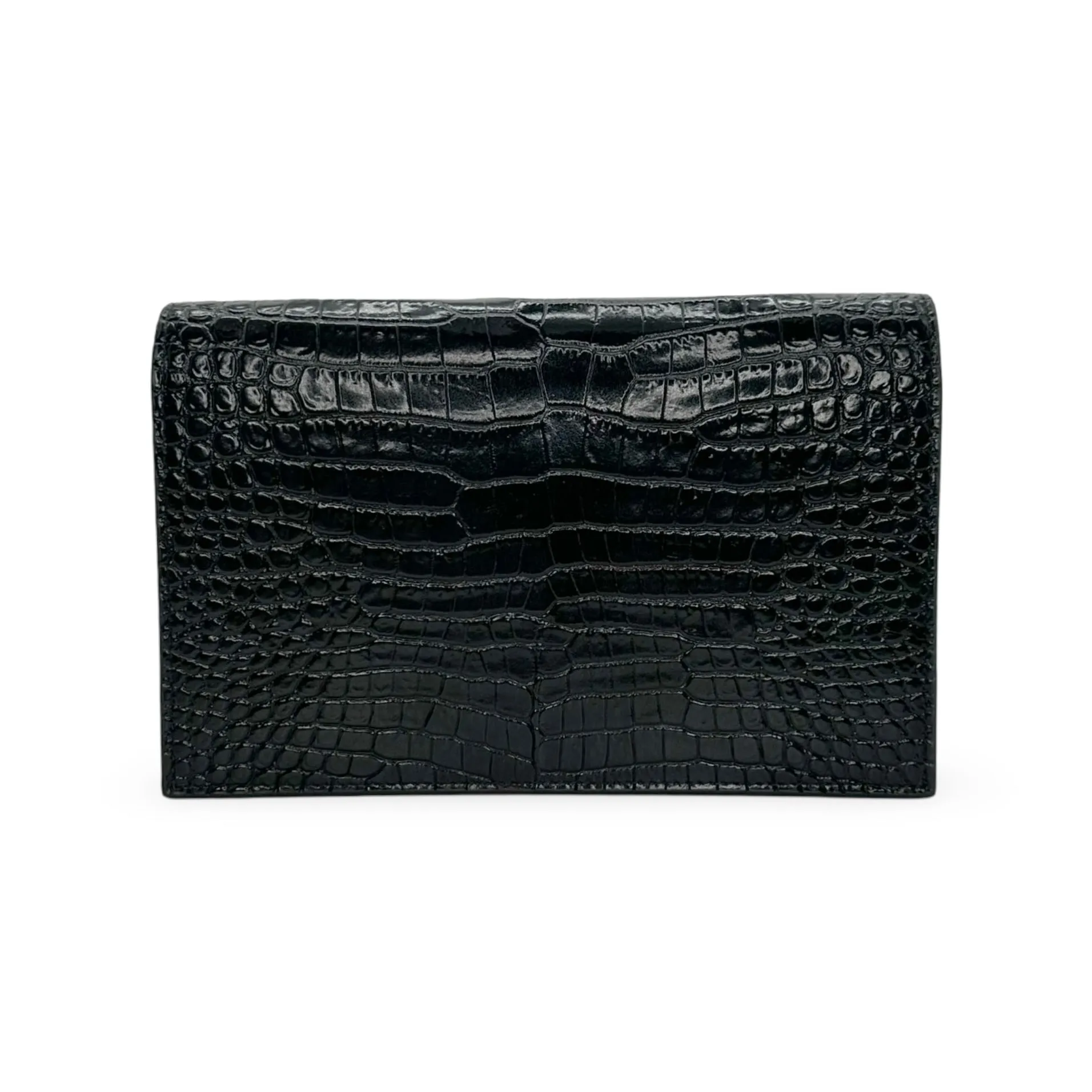 SAINT LAURENT: Croc Embossed Small Tassel Kate